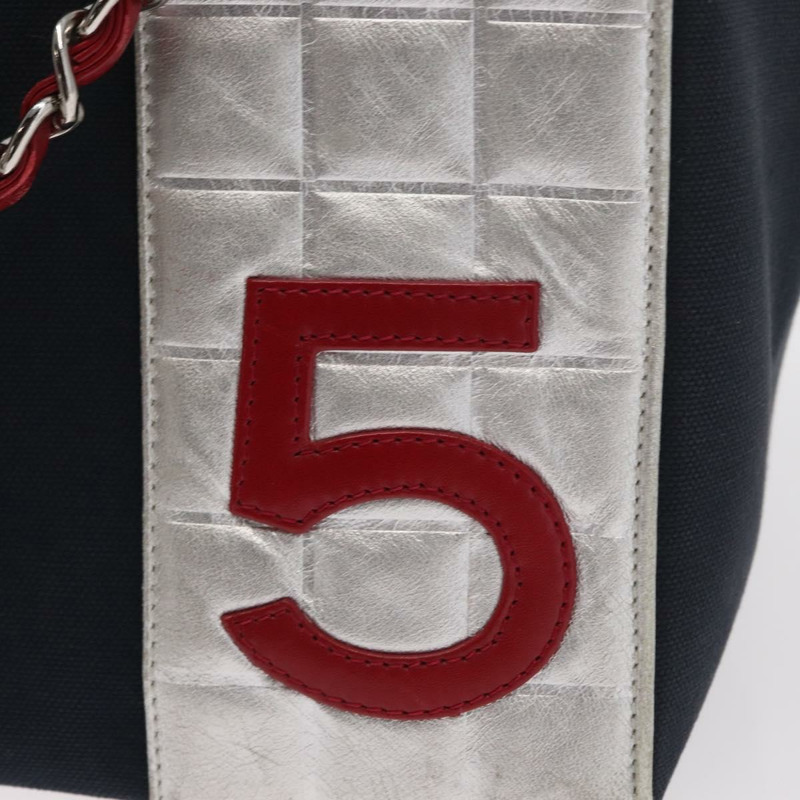 【日本直送】香奈兒 Choco Bar 鏈條手提包 帆布皮革 黑色 CC Auth 171000-9