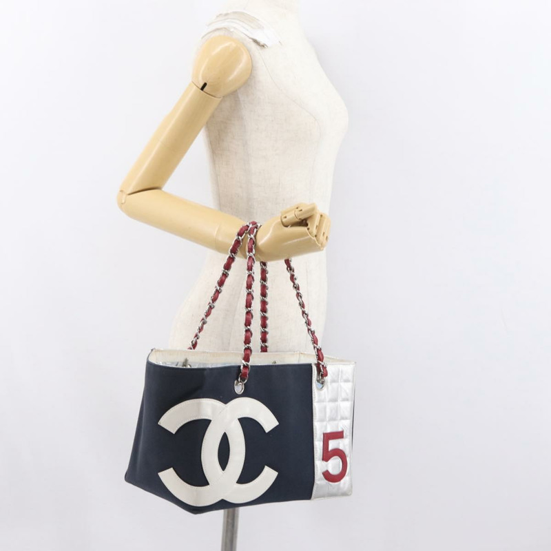 【日本直送】香奈兒 Choco Bar 鏈條手提包 帆布皮革 黑色 CC Auth 171000-21