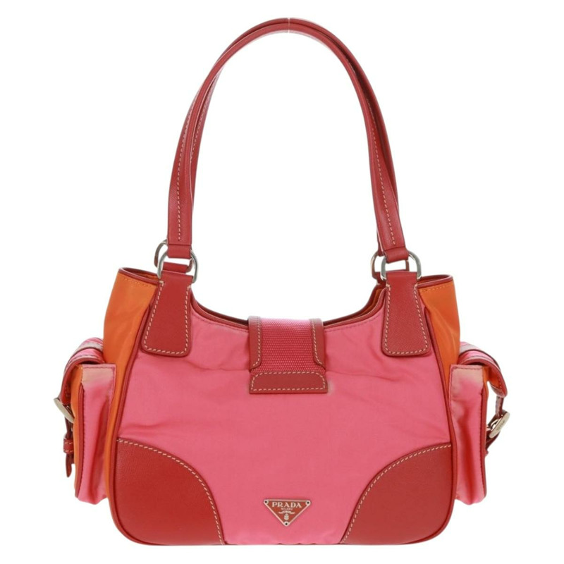 【日本直送】PRADA 手提包 尼龍皮革 粉紅色 銀色 正品 171019V-1