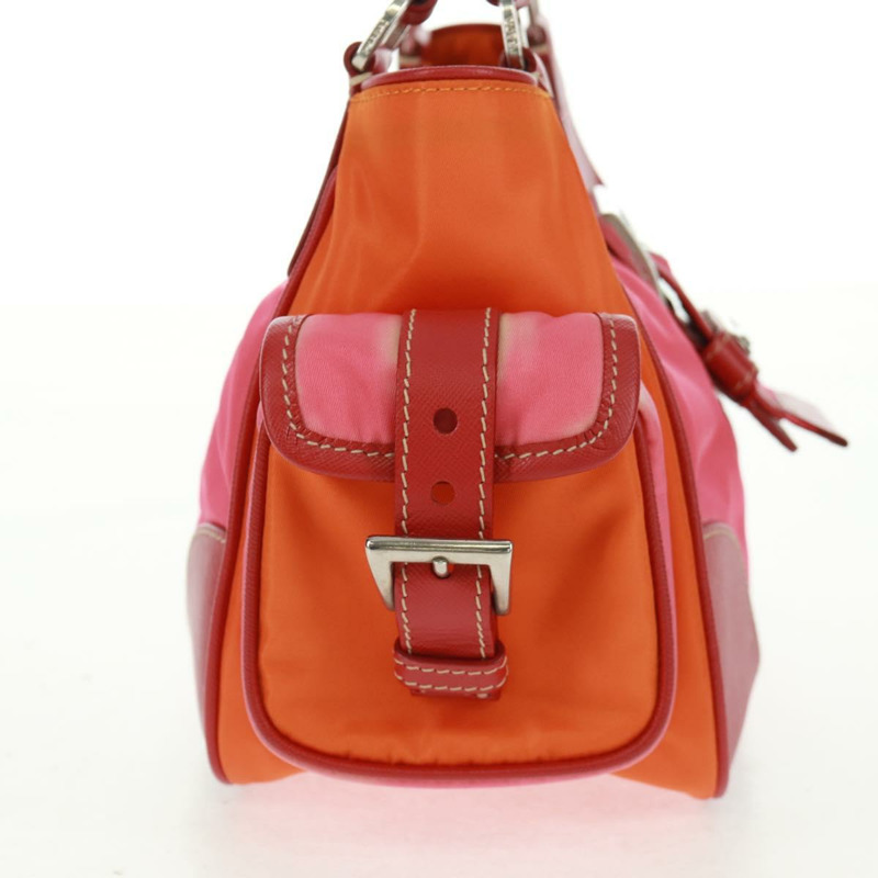 【日本直送】PRADA 手提包 尼龍皮革 粉紅色 銀色 正品 171019V-3