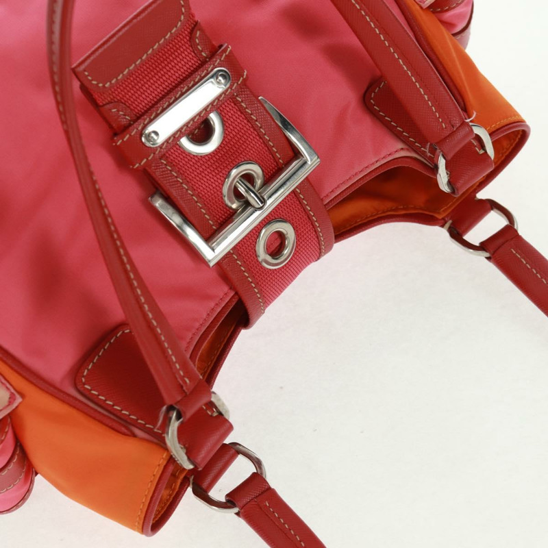 【日本直送】PRADA 手提包 尼龍皮革 粉紅色 銀色 正品 171019V-5