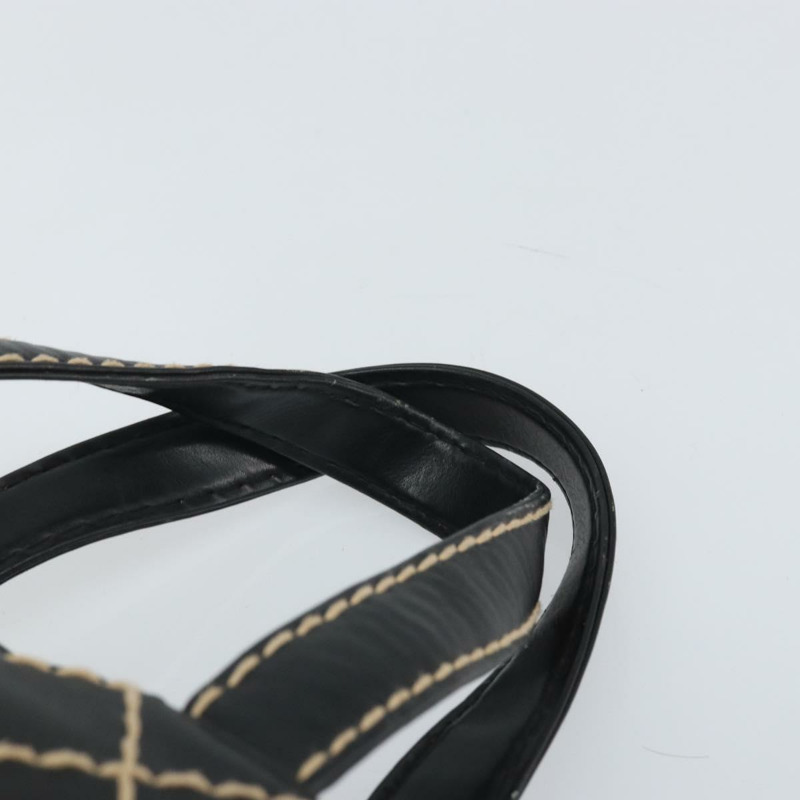 【日本直送】香奈兒 (CHANEL) 野性縫線手提包，黑色皮革，金色雙C標誌，正品 BA10500V-7