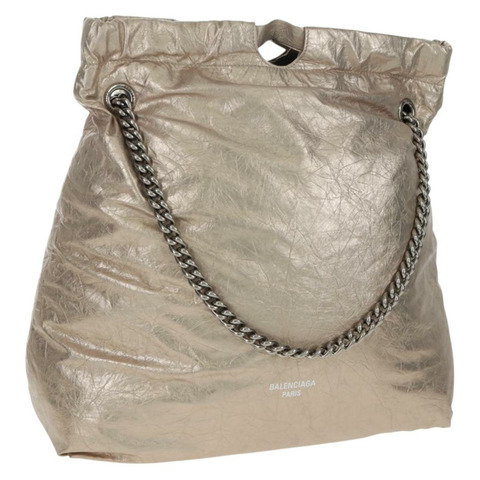BALENCIAGA Crush 中型鏈條包 皮革 香檳金 742941 正品 170011SAV