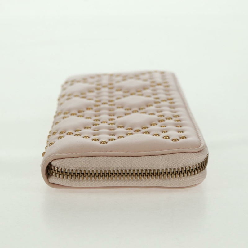 【日本直送】Christian Dior Cannage 鉚釘長款皮夾，羊皮材質，粉金色，正品編號 169933M-3