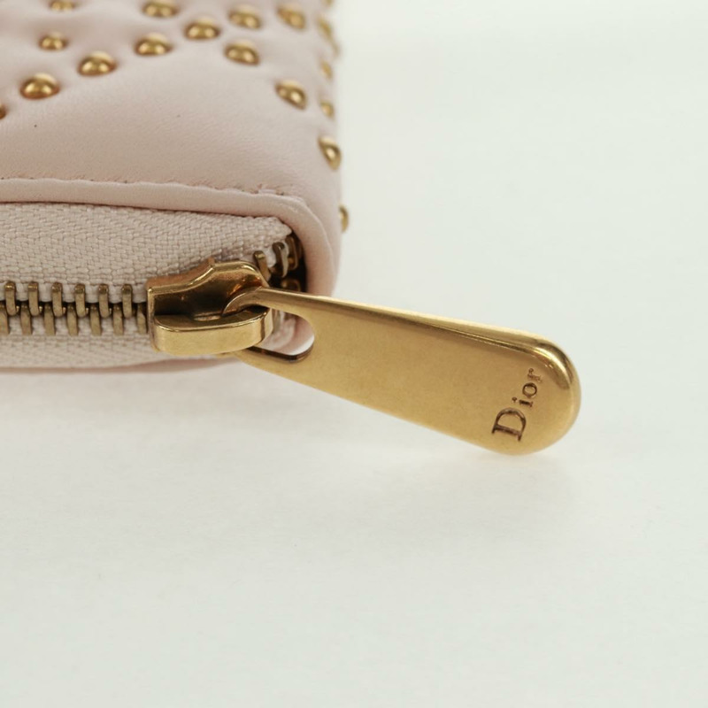 【日本直送】Christian Dior Cannage 鉚釘長款皮夾，羊皮材質，粉金色，正品編號 169933M-7