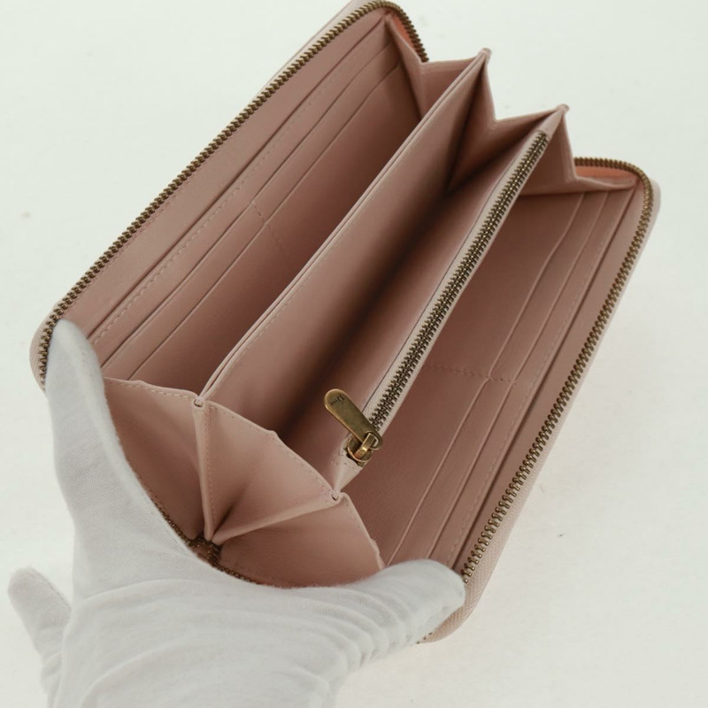 【日本直送】Christian Dior Cannage 鉚釘長款皮夾，羊皮材質，粉金色，正品編號 169933M-16