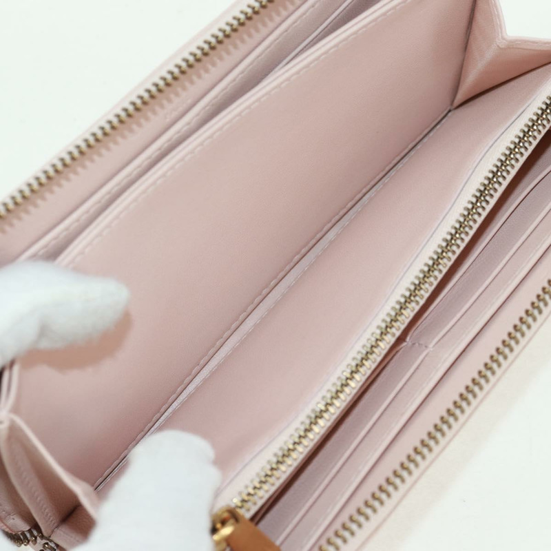 【日本直送】Christian Dior Cannage 鉚釘長款皮夾，羊皮材質，粉金色，正品編號 169933M-18