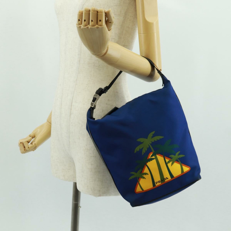 【日本直送】PRADA 尼龍雙肩包，藍銀色，正品，貨號 161702M-30