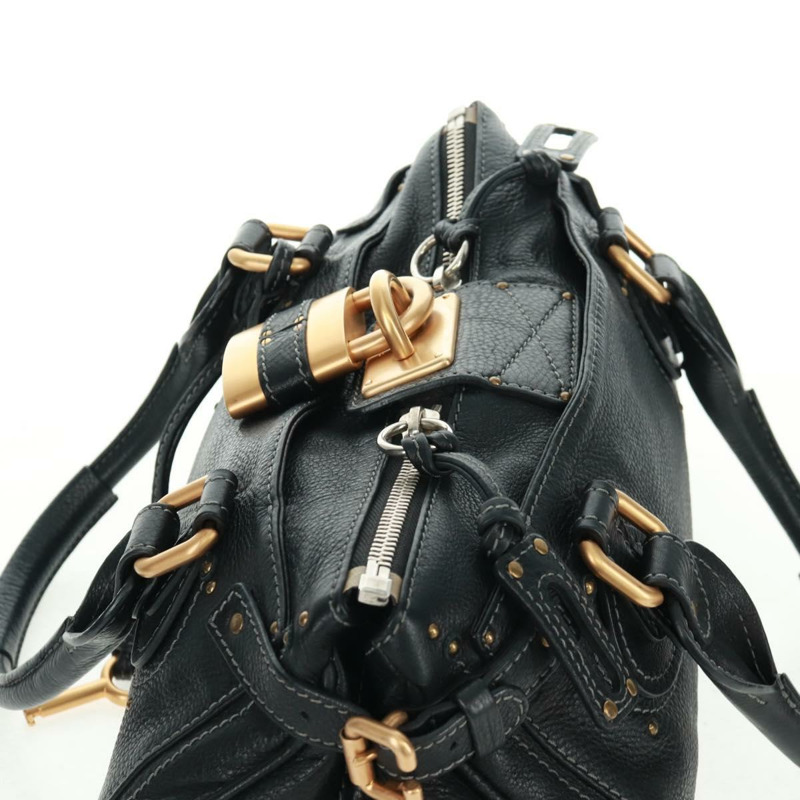 【日本直送】Chloe Paddington 手提包，黑色金色銀色真皮款，正品 am10719SV-5