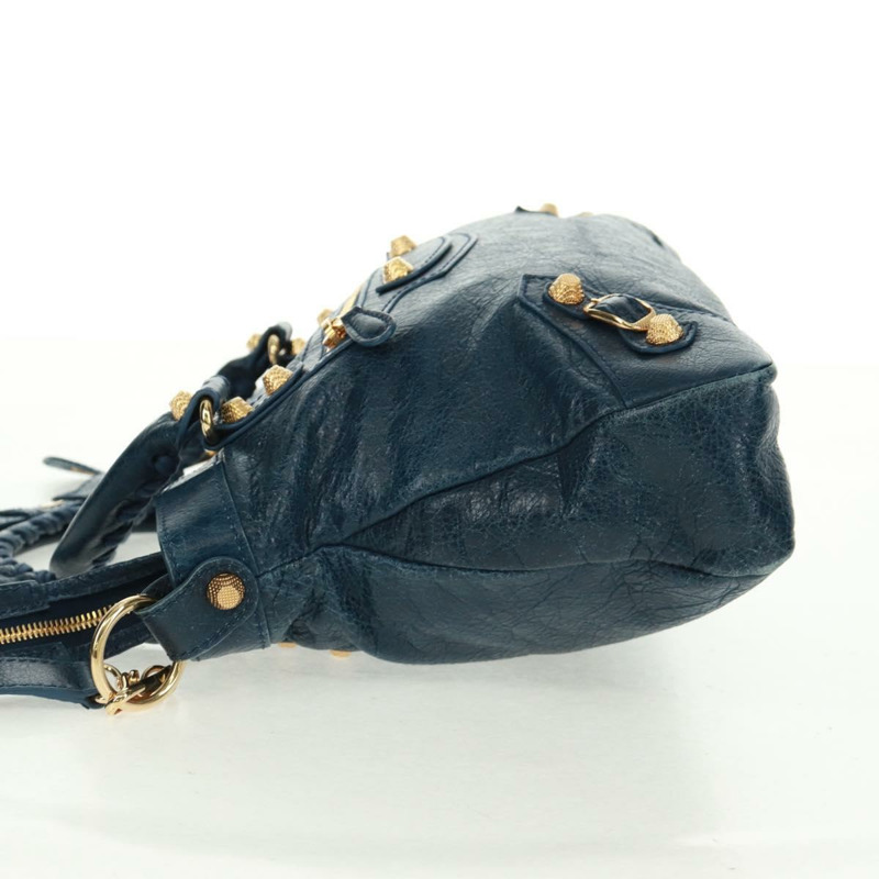 【日本直送】BALENCIAGA Giant Town 手提包 皮革 2way Blue Gold Auth am10713SAV-3