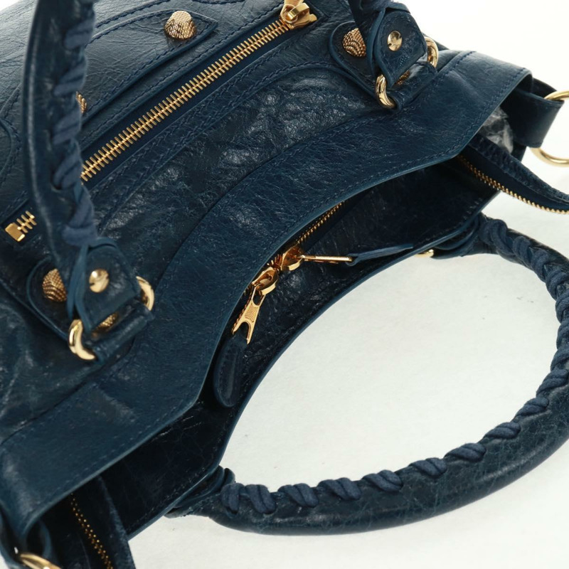 【日本直送】BALENCIAGA Giant Town 手提包 皮革 2way Blue Gold Auth am10713SAV-6