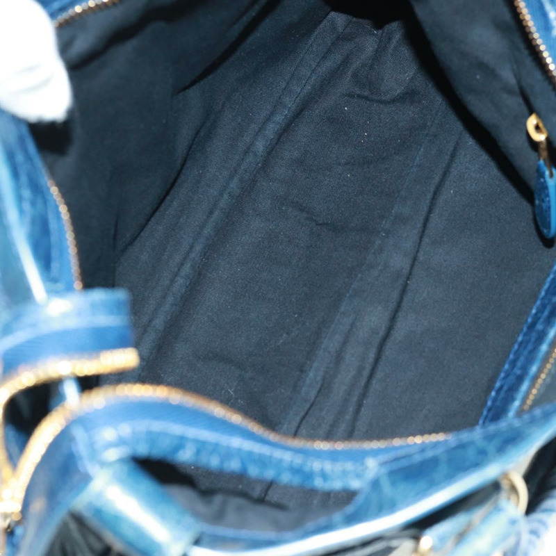 【日本直送】BALENCIAGA Giant Town 手提包 皮革 2way Blue Gold Auth am10713SAV-10