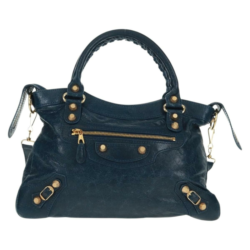 【日本直送】BALENCIAGA Giant Town 手提包 皮革 2way Blue Gold Auth am10713SAV-12