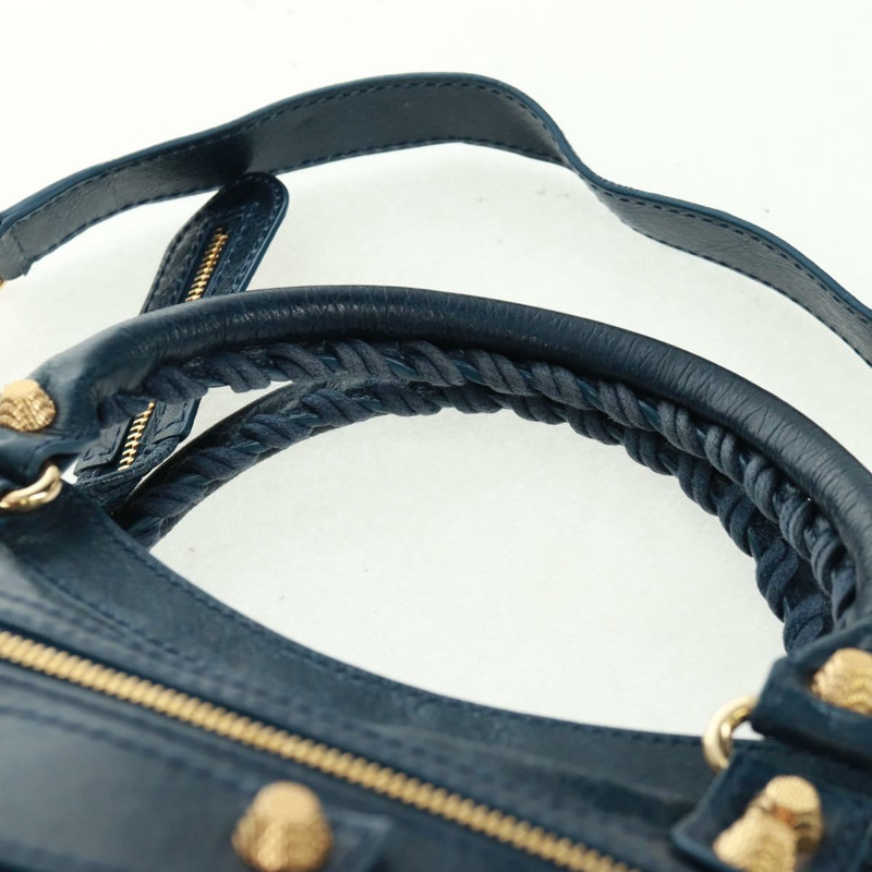 【日本直送】BALENCIAGA Giant Town 手提包 皮革 2way Blue Gold Auth am10713SAV-13