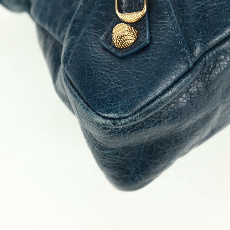 【日本直送】BALENCIAGA Giant Town 手提包 皮革 2way Blue Gold Auth am10713SAV-16