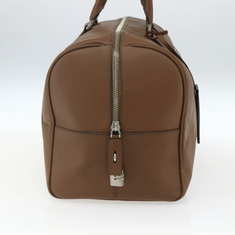 【日本直送】PRADA 波士頓包 Safiano 皮革 棕色 銀色 正品 am10770V-2