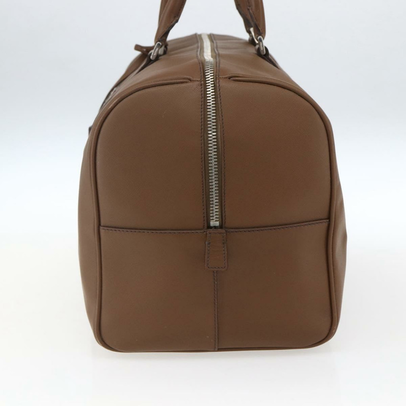 【日本直送】PRADA 波士頓包 Safiano 皮革 棕色 銀色 正品 am10770V-3