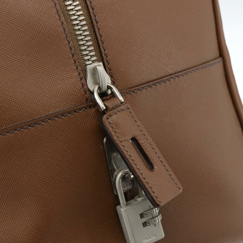 【日本直送】PRADA 波士頓包 Safiano 皮革 棕色 銀色 正品 am10770V-8