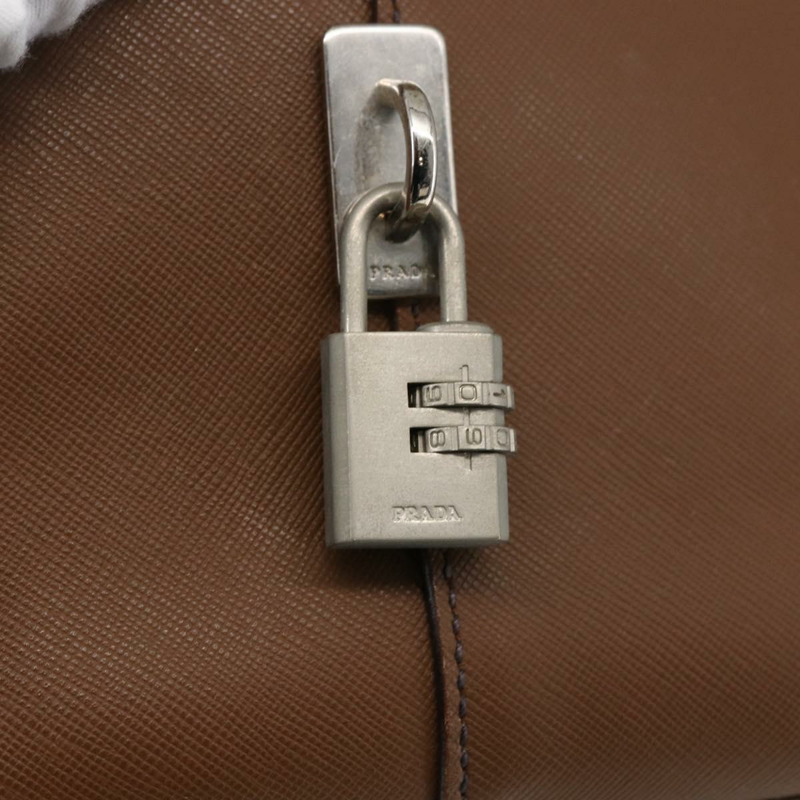【日本直送】PRADA 波士頓包 Safiano 皮革 棕色 銀色 正品 am10770V-19