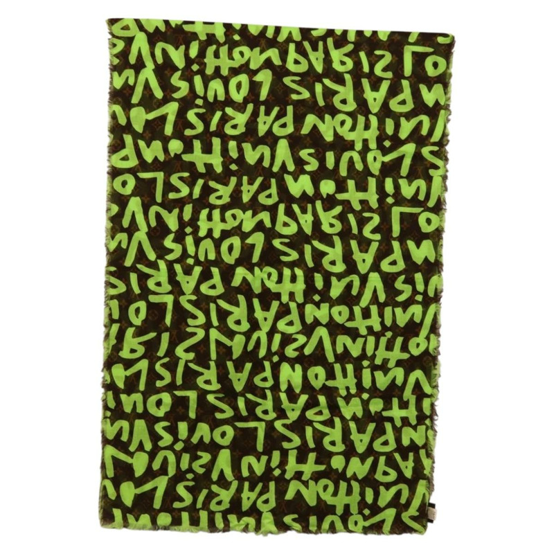 【日本直送】路易威登 Monogram Graffiti 圍巾 綠色 LV 正品 am10736SV-4