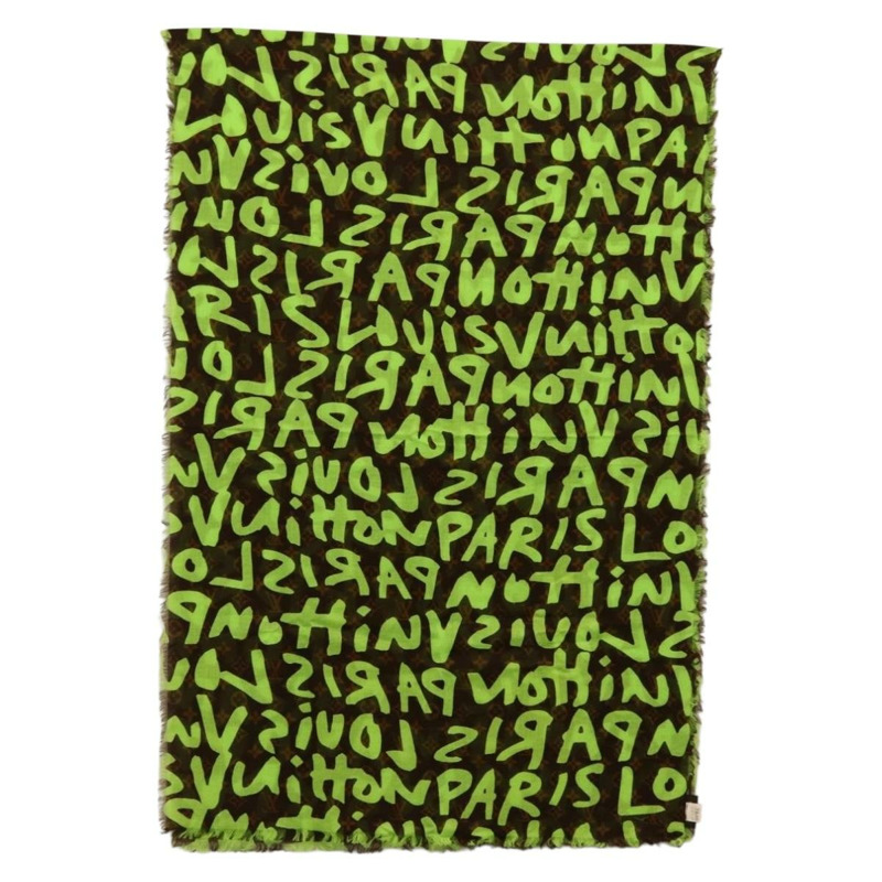 【日本直送】路易威登 Monogram Graffiti 圍巾 綠色 LV 正品 am10736SV-10