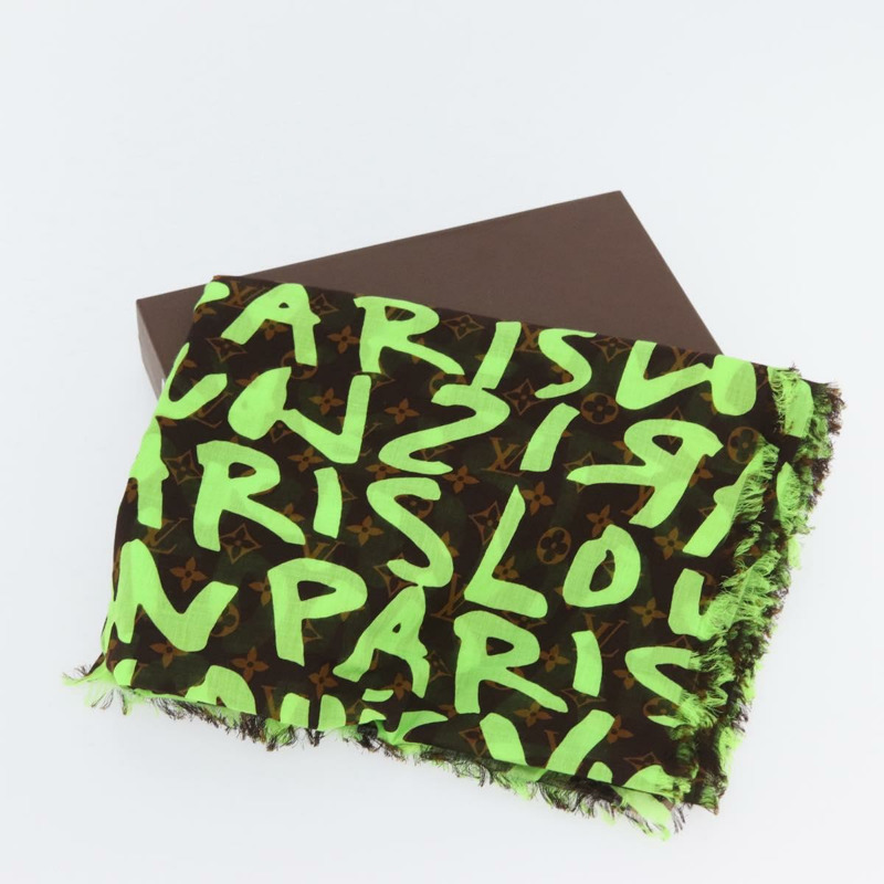 【日本直送】路易威登 Monogram Graffiti 圍巾 綠色 LV 正品 am10736SV-15