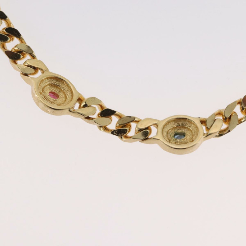 【日本直送】Christian Dior 彩色水鑽項鍊 金屬 2 件組 金色 Auth am10776V-10