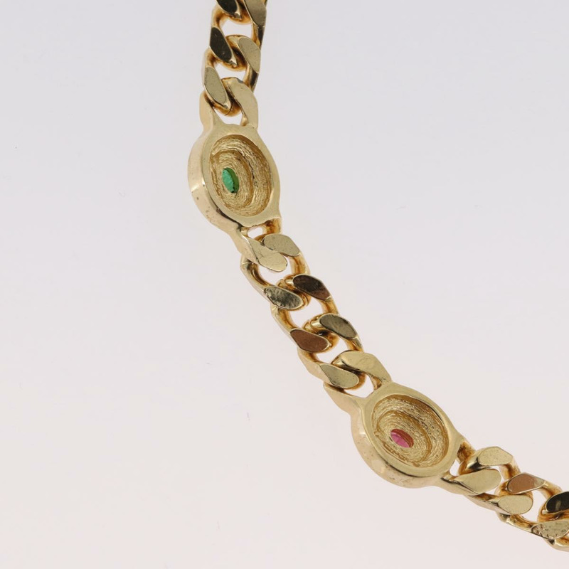 【日本直送】Christian Dior 彩色水鑽項鍊 金屬 2 件組 金色 Auth am10776V-11