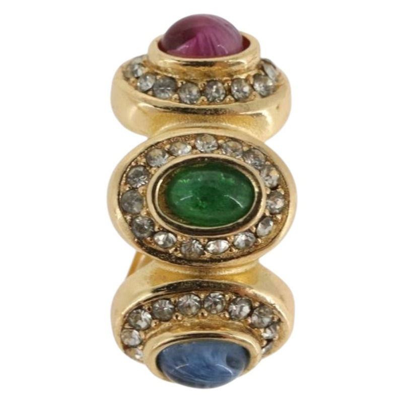 【日本直送】Christian Dior 彩色水鑽項鍊 金屬 2 件組 金色 Auth am10776V-18