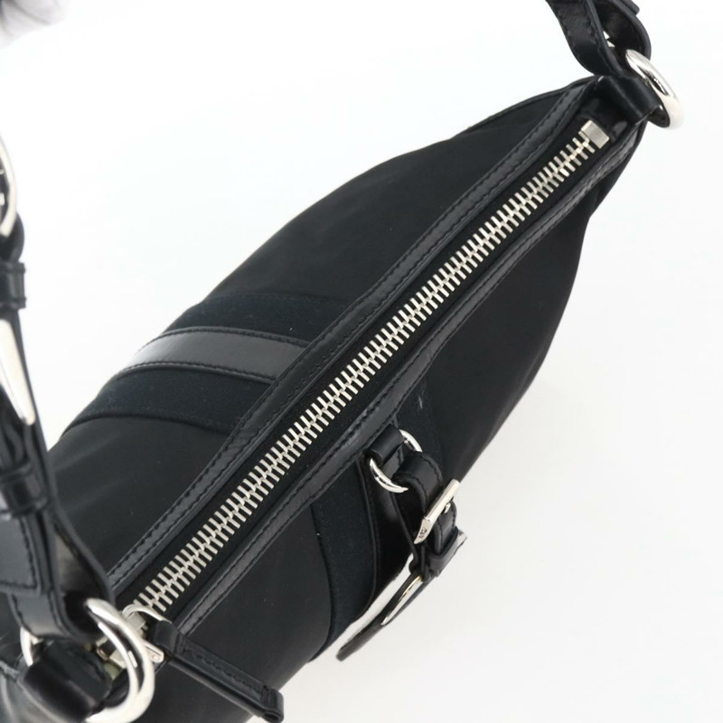【日本直送】PRADA 尼龍皮革手提包 黑色 銀色 BR3043 正品 am10754SAV-5