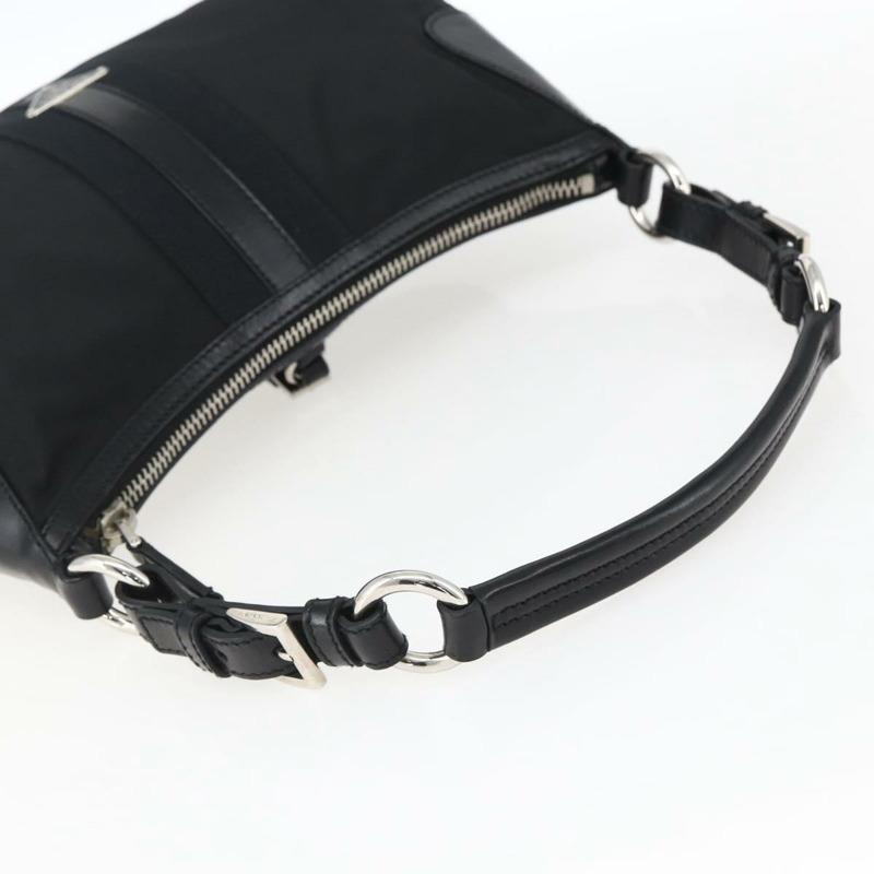 【日本直送】PRADA 尼龍皮革手提包 黑色 銀色 BR3043 正品 am10754SAV-6