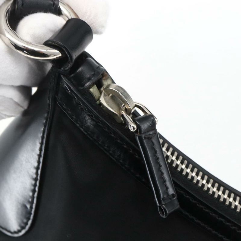 【日本直送】PRADA 尼龍皮革手提包 黑色 銀色 BR3043 正品 am10754SAV-8