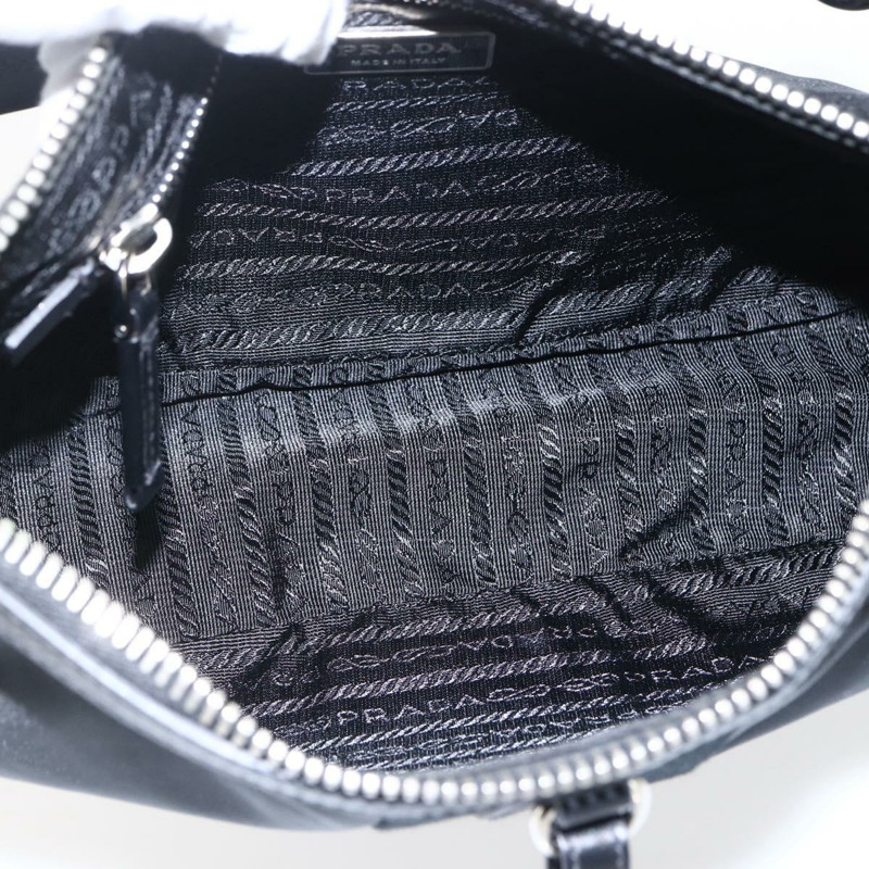 【日本直送】PRADA 尼龍皮革手提包 黑色 銀色 BR3043 正品 am10754SAV-9