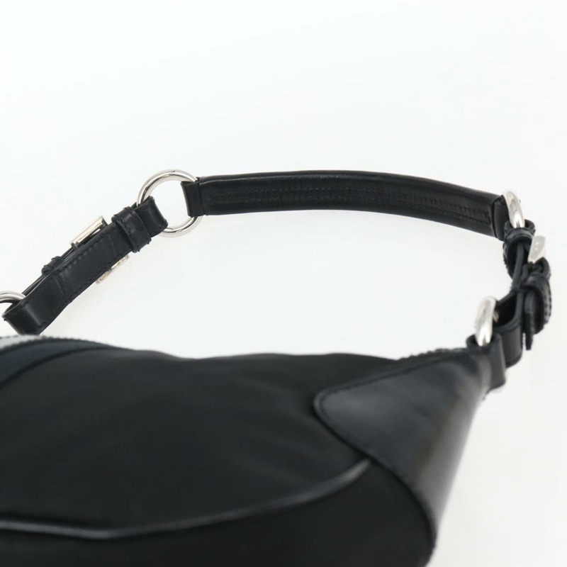 【日本直送】PRADA 尼龍皮革手提包 黑色 銀色 BR3043 正品 am10754SAV-13