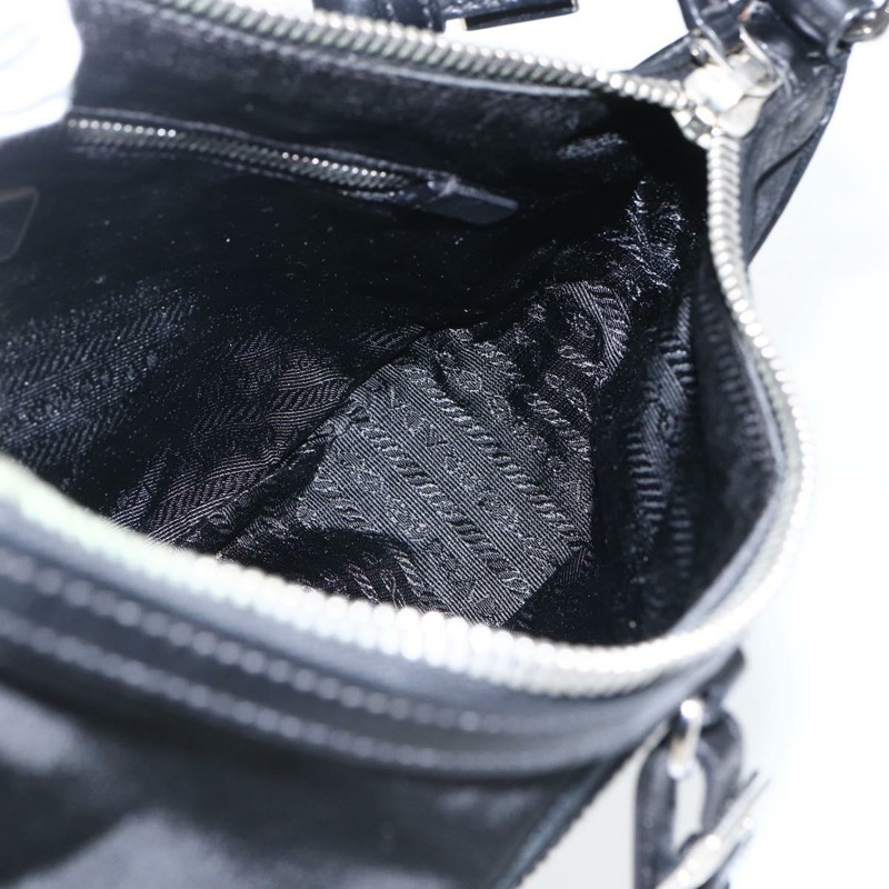 【日本直送】PRADA 尼龍皮革手提包 黑色 銀色 BR3043 正品 am10754SAV-21
