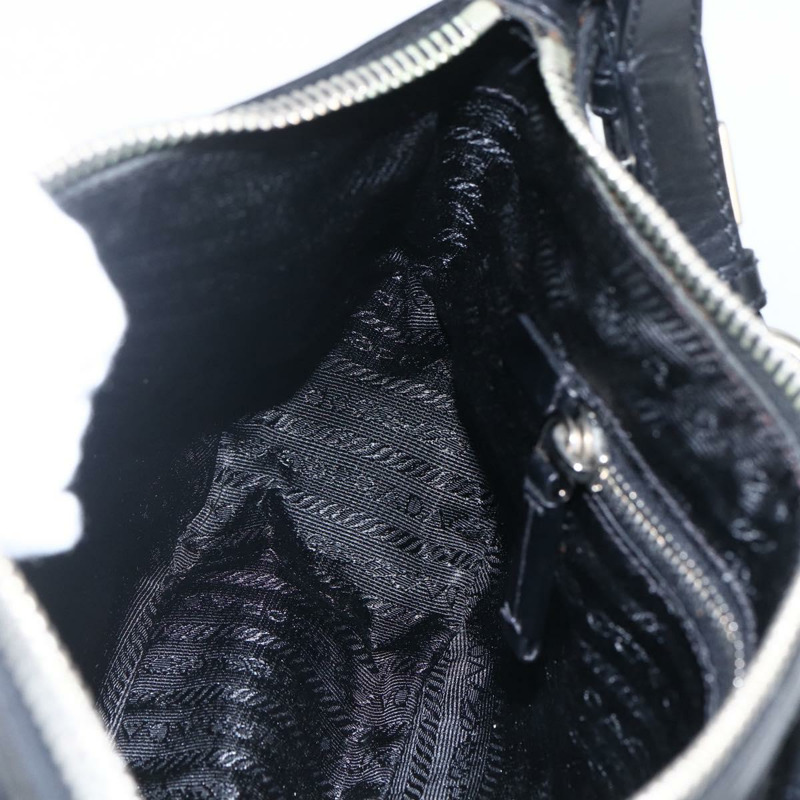 【日本直送】PRADA 尼龍皮革手提包 黑色 銀色 BR3043 正品 am10754SAV-22