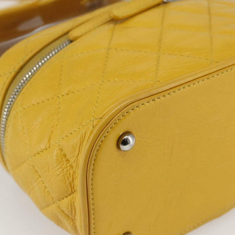 【日本直送】香奈兒 (CHANEL) 絎縫鏈條水族館雙肩包，皮革/乙烯基材質，黃色，CC認證，貨號：fm5093V-14