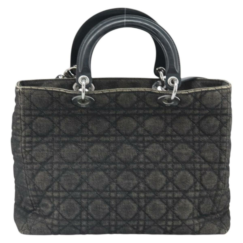 【日本直送】Christian Dior Lady Dior Canage Tote Bag Denim 2way Black Silver Auth ka2427A-1