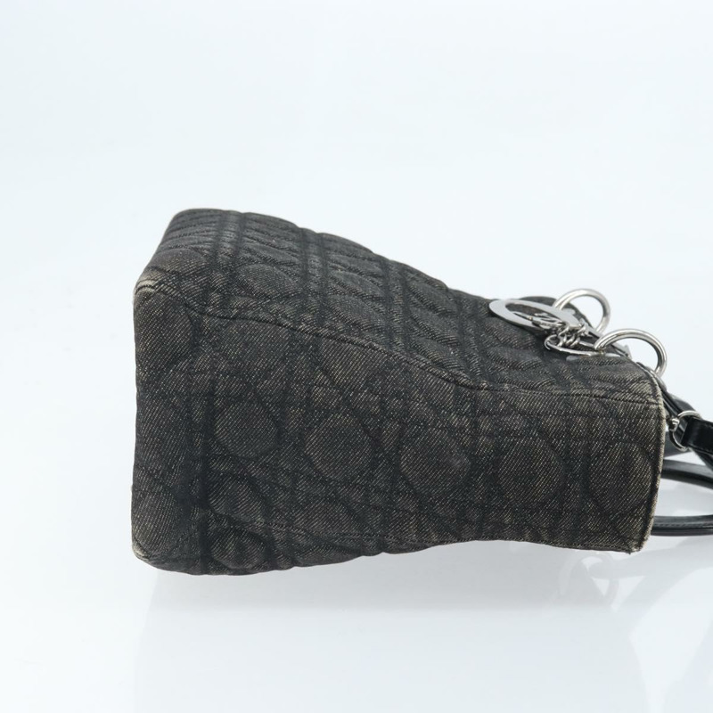 【日本直送】Christian Dior Lady Dior Canage Tote Bag Denim 2way Black Silver Auth ka2427A-2