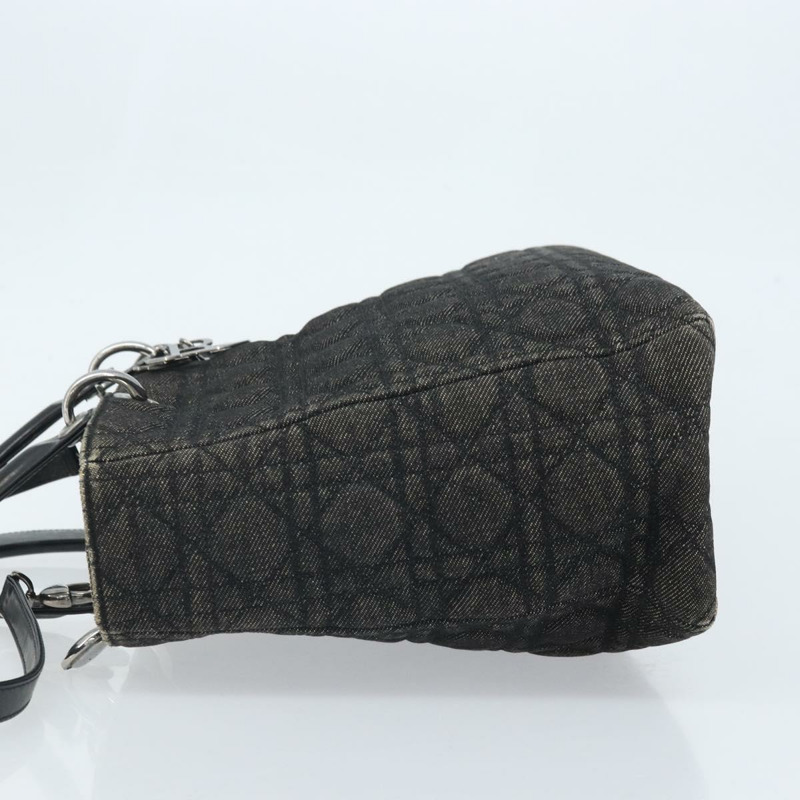 【日本直送】Christian Dior Lady Dior Canage Tote Bag Denim 2way Black Silver Auth ka2427A-3