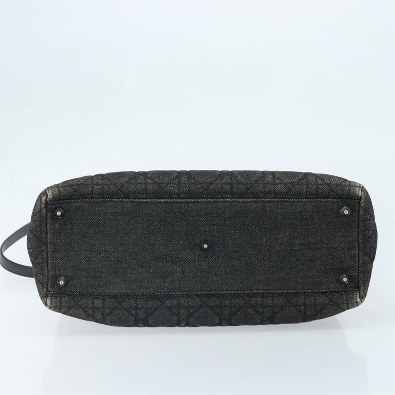 【日本直送】Christian Dior Lady Dior Canage Tote Bag Denim 2way Black Silver Auth ka2427A-4