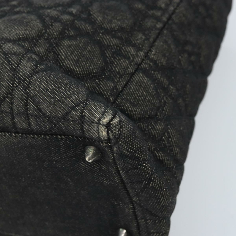【日本直送】Christian Dior Lady Dior Canage Tote Bag Denim 2way Black Silver Auth ka2427A-16