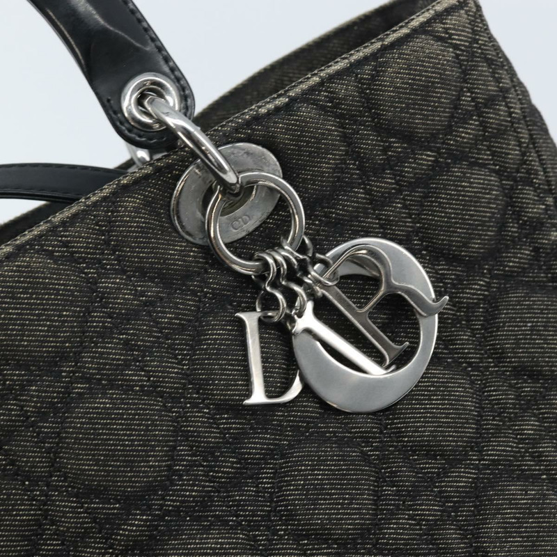 【日本直送】Christian Dior Lady Dior Canage Tote Bag Denim 2way Black Silver Auth ka2427A-18