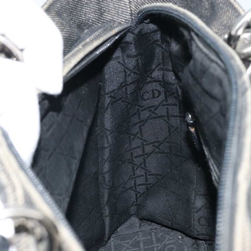 【日本直送】Christian Dior Lady Dior Canage Tote Bag Denim 2way Black Silver Auth ka2427A-21