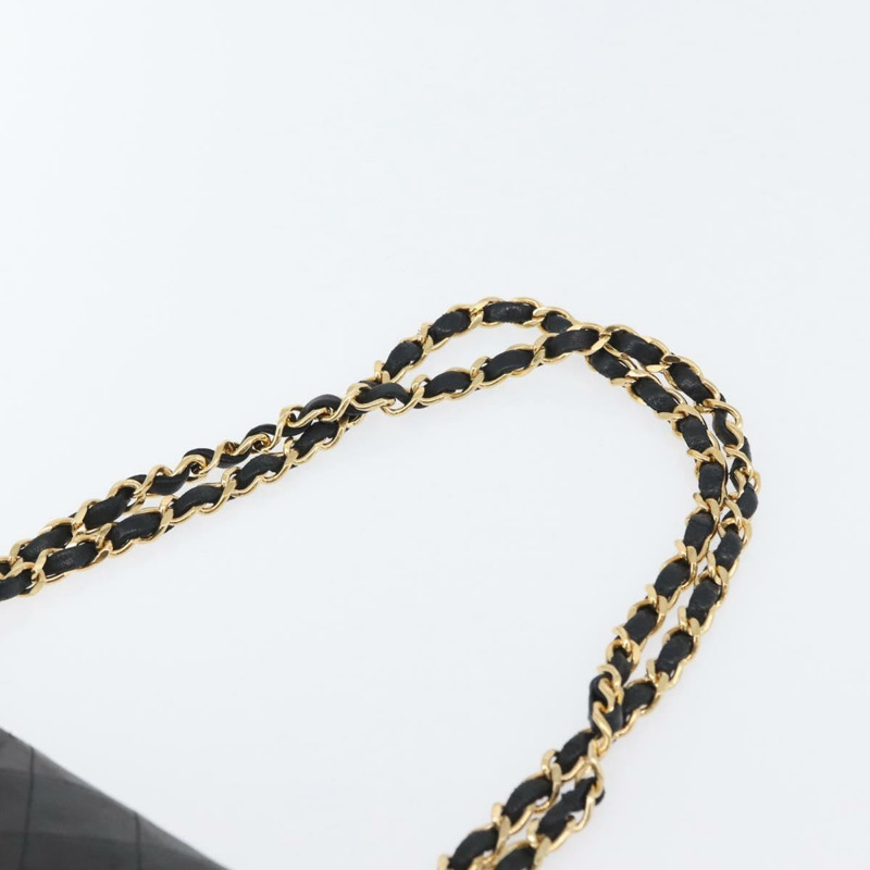 【日本直送】香奈兒鏈條雙蓋絎縫23包，羊皮材質，黑色金色雙C標誌，正品 ka2295SAV-13