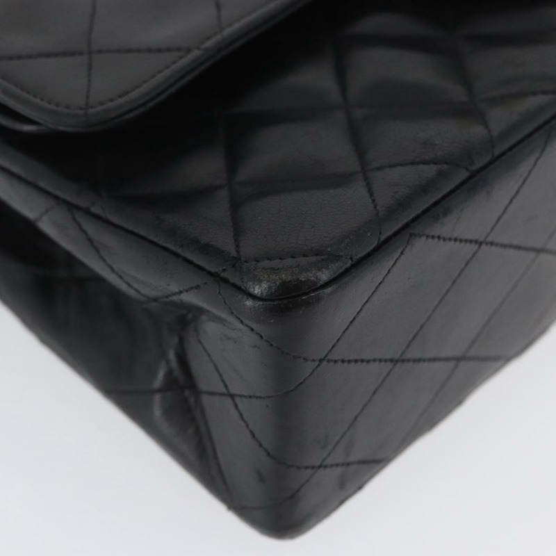 【日本直送】香奈兒鏈條雙蓋絎縫23包，羊皮材質，黑色金色雙C標誌，正品 ka2295SAV-15