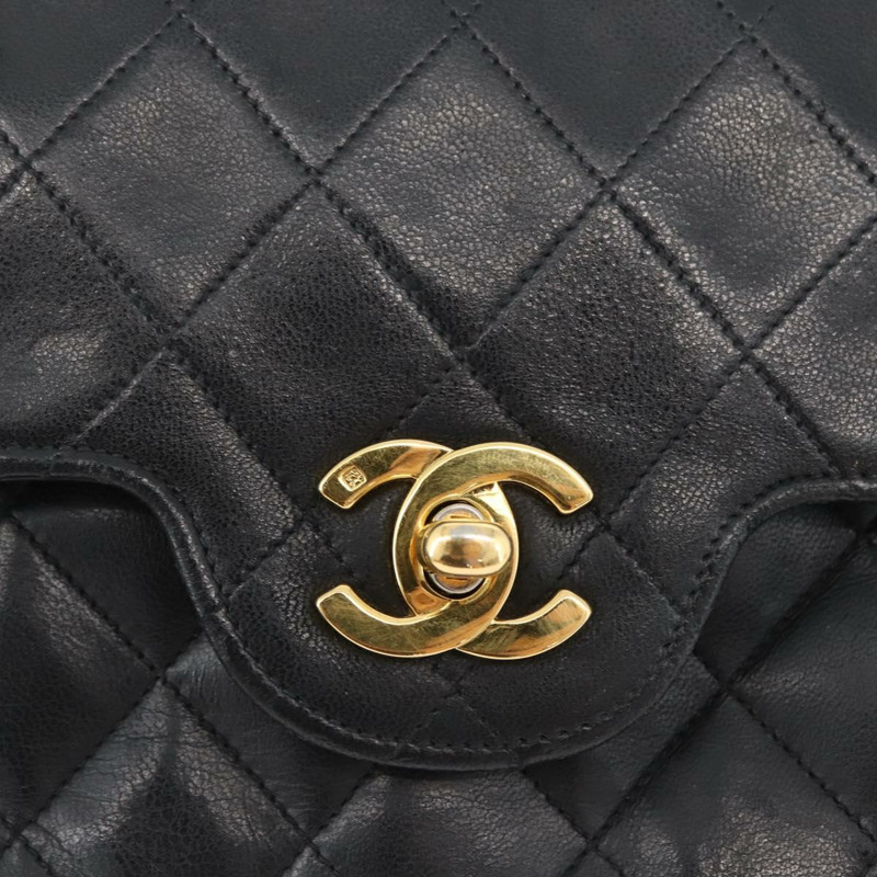 【日本直送】香奈兒鏈條雙蓋絎縫23包，羊皮材質，黑色金色雙C標誌，正品 ka2295SAV-19