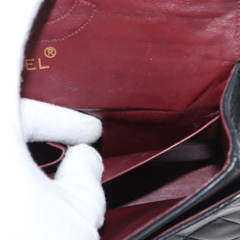 【日本直送】香奈兒鏈條雙蓋絎縫23包，羊皮材質，黑色金色雙C標誌，正品 ka2295SAV-30