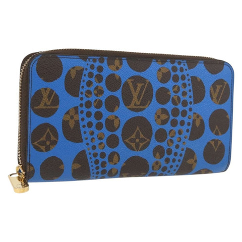 路易威登 Monogram Yayoi Kusama Zippy 錢包 藍色 M60448 LV Auth 168048SAV