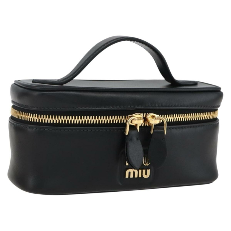 【日本直送】Miu Miu 音箱收納包/化妝包/皮革黑色金色正品 161324M-0